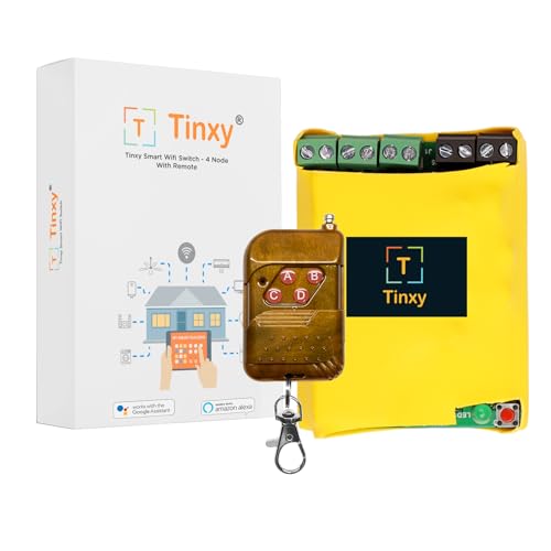 Image of T Tinxy Device 4 Node with Remote Smart Switch for Home Automation. Works with existing switches. Compatible with Alexa & Google Home