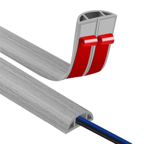 Canal de câbles autocollant 8x10mm pour câbles de sol 1M avec motif bois, protection de câbles au sol en PVC pour éviter les risques de trébuchement