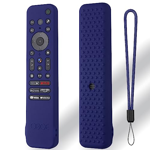 Image of Oboe Silicone TV Remote Cover Compatible with Sony Bravia Smart Tv 2023 Voice Remote RMF-TX910U Remote Protective Cover with Lanyard (D-Dark Blue) [Remote NOT Included]