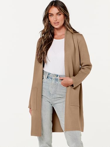 Image of ANRABESS Cardigan Sweater for Women Casual 2026 Fall Fashion Coat Long Sleeve Open Front Knit Coatigan Outwear