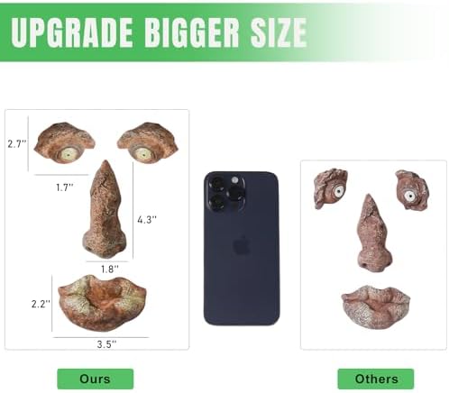 Tree Faces Decor Outdoor, Tree Face Outdoor Statues Funny Yard Art for Garden, Lawn, Halloween Decorations (D)