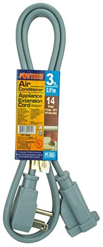 POWTECH Heavy Duty Air Conditioner and Major Appliance Extension Cord UL Listed 14 Gauge, 125V, 15 Amps, 1875 Watts Grounded 3-PRONGED Cord (3 ft)