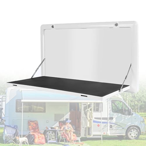 VNATWGOO Mesa De Comedor Plegable para Exteriores para Autocaravanas, 35 X 71 Cm, Escritorio De Aluminio para Montaje En Pared con Cerradura Y Led,WithLight