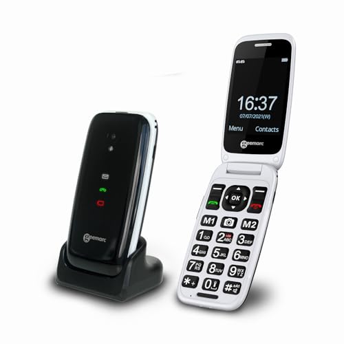 Geemarc CL8700-4G Téléphone Portable à clapet amplifié avec Grandes Touches, Fonction SOS et Boutons mémoire One-Touch Compatible Bluetooth et Aide auditive Débloqué Version Britannique