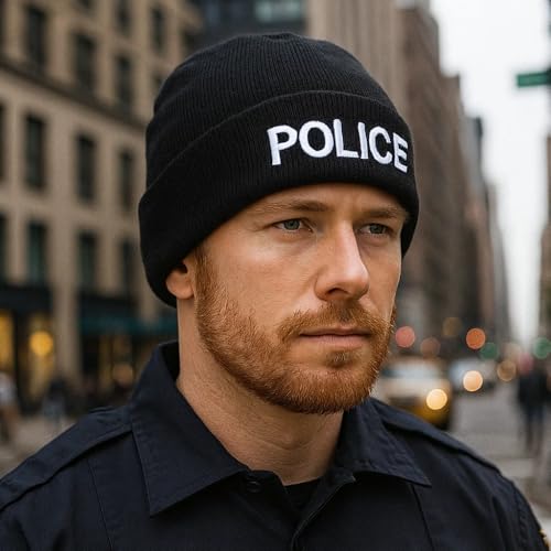 ATEQ Uniforme Bonnet Police Noir - Bonnet avec Inscription Police en Blanc - Identification Claire et Professionnelle - Protection Thermique et Confort pour Missions Extérieures - Fabriqué en France – vue 6