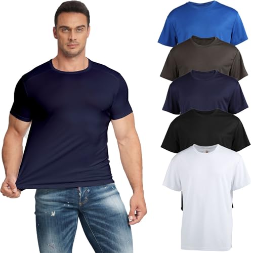 Gary Com 5 Pack Mens Workout T Shirts Dry Fit Gym Short Sleeve Shirt Running&Cycling Athletic Tops for Man4