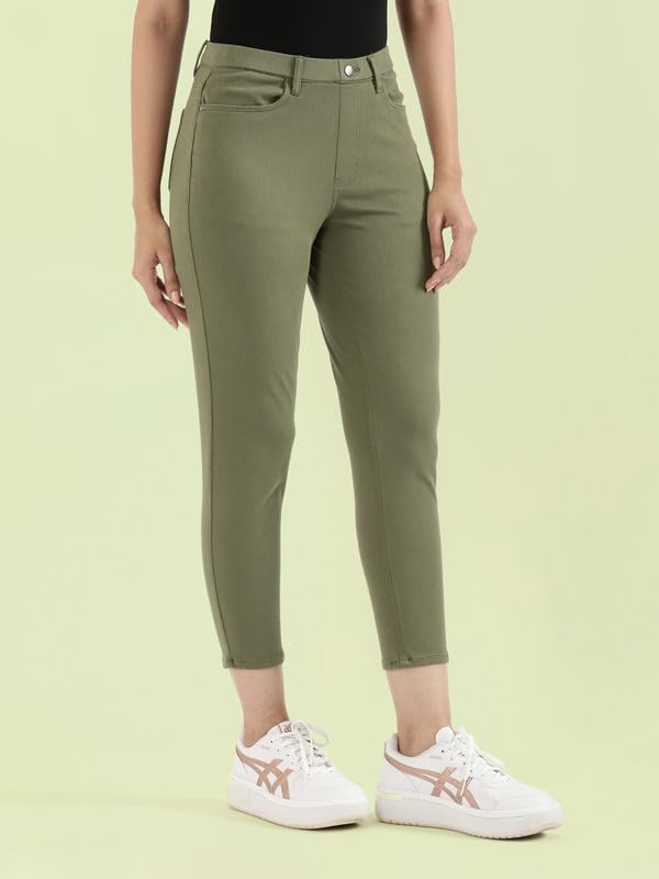 Image of GO COLORS Soft Cotton Blend Printed Jeggings Ankle Length for Women| Breathable, Mid Rise