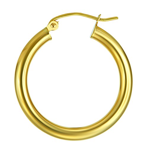 14k REAL Yellow Gold 3mm Thickness Hoop Earrings - 7 Different Size Available4