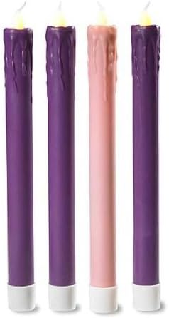 Four(4) Piece Set Christmas Season Decoration 9-inch LED Flameless Advent Candles