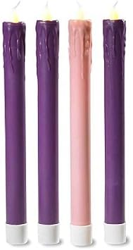 Four4 Piece Set Christmas Season Decoration 9-inch LED Flameless Advent Candles
