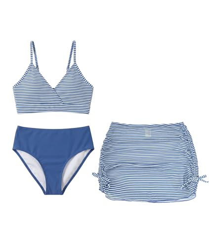 Bikini 3 pièces fille avec jupe et haut rembourré pour adolescentes