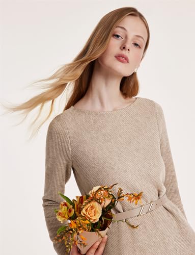 Women's 2 Piece Outfits Long Sleeve Pullover Top & Tulle Skirt Set with Belt Matching Sets for Casual Daily Wear4