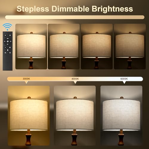 Image of BOBOMOMO 62 inch Rustic Farmhouse Floor Lamp with Remote & Dimmable 9W Bulb, 3 Color Temperatures Tall Resin Standing Lamp, Retro Floor Lamp for Living Room, Bedroom, Office, Nursery, Reading Nock