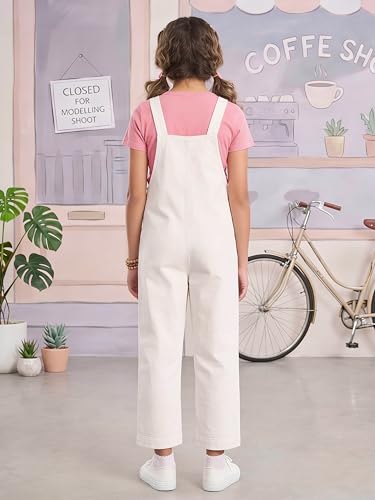 Image of KiddoPanti Girls Denim Dungaree Pant | Cotton Blend Stretch Jumpsuit | Single Front Pocket | Stylish Casual Kids Dungaree | Comfortable Everyday Wear 1-14 Years