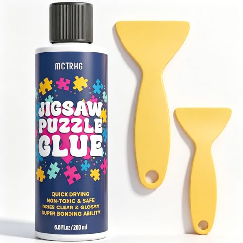 Jigsaw Puzzle Glue Clear with Applicators, Non-Toxic, Quick Dry & Water-Soluble for Adults, Puzzle Frame Kit, 200ML Anime Puzzle Saver, Easily Preserves Finished Puzzles for 3000/4500/5000 Pieces