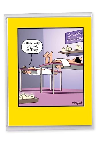 NobleWorks - 1 Large Happy Birthday Card with Envelope (8.5 x 11 Inch) - Funny Cartoon Humor (Buyer Discretion Advised) - Other Way Around J8405