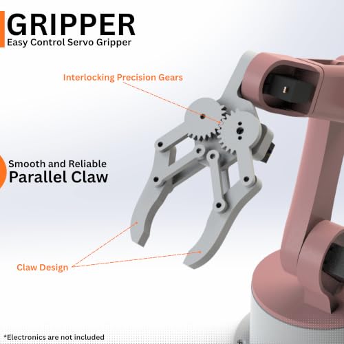 Image of Bench Robotics STEM Robot Arm Smartphone Controlled || Educational DIY Kit (3D Printed Parts) (Pink)