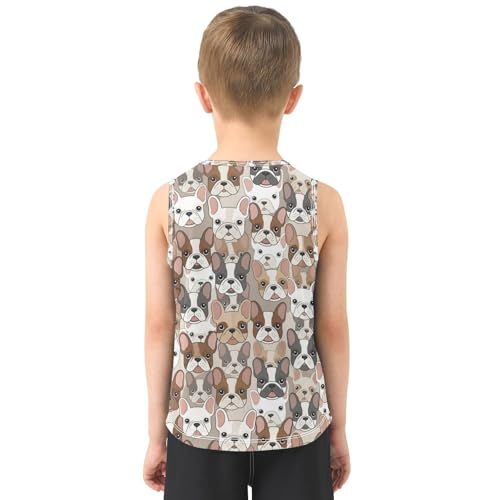J JOYSAY Colorful Cartoon Bulldog Boys Tank Top Sleeveless Muscle Shirts Quick Dry Active Sport Workout Kids T-Shirts 3-15T3