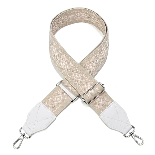 Image of LEMEDE Purse Strap,2 inch Leather End Shoulder Strap Adjustable Replacement,Retro Jacquard Multi-pattern Crossbody Bag Straps