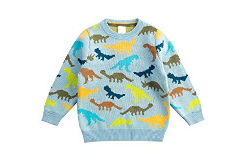LeeXiang Toddler Boys Pullover Sweaters Kids Winter Knit Cotton Sweatshirts (Dinosaur Sweater, 6 Years)