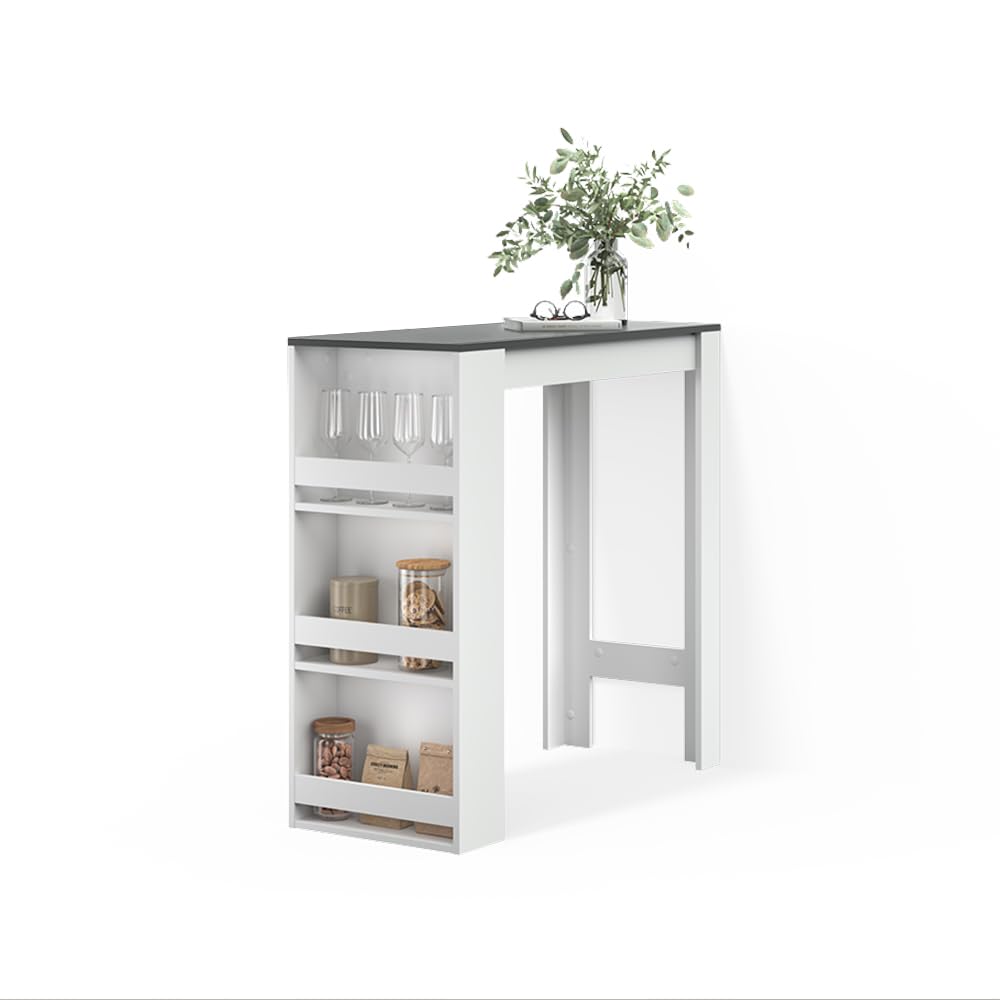 Livinity Tavolo da bar Regusa, Bianco/antracite, 45 x 110 cm