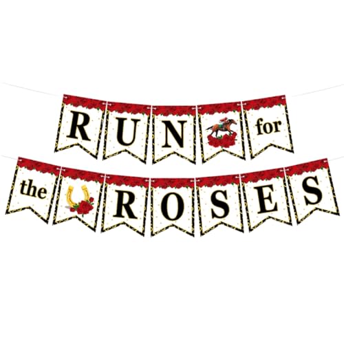 LOONELO Banner for Kentucky Derby Racing Hanging Party Streamers, Card Stock Garland Kit Party Decorations, Signs for Run for the Roses Supplies Favors