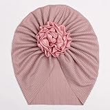 Nopatia Baby Girl Turban Hat Soft Stretchy Cotton Bonnet with Big Flower Bowknot Stylish Newborn Baby Girl Photography Props Comfortable Sensitive Skin (Multiple Colors) (Cashmere)