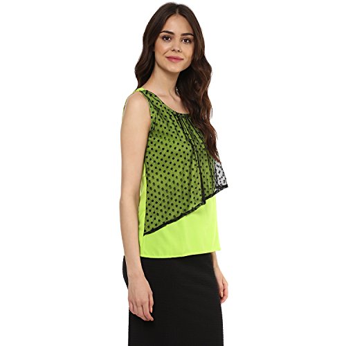 Image of mayra Women's Crepe Green Color Sleeveless Top