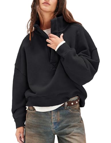 Oversized Sweatshirt for Women Henley Neck Pullover Tops - image 1