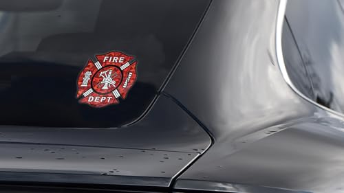 Image of Elektroplate Firefighter Fire Department Cross Red Reflective Decal (3.0 inch x 3.0 inch) Premium All Weather Sticker for Car, Water Bottle, Laptop, Phone & More | Made in the USA
