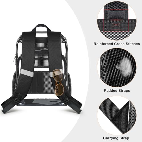 Image of PAMANO Clear Backpack, Heavy Duty Transparent Reinforced Bottom See Through for College, Travel Work Security