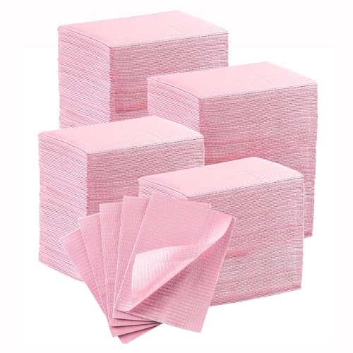 JMU 750 Pink Dental Bibs, 13x18, 3-layer, 750 count