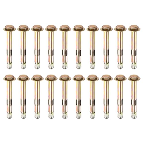 Image of M METERXITY 20-Pack Hex Expansion Bolt, M8x80mm Colored Galvanized Iron-Carbon Steel External Hex Expansion Bolts, Anti-Corrosion Metal Bolt for Concrete /Dry Brick /Block Walls