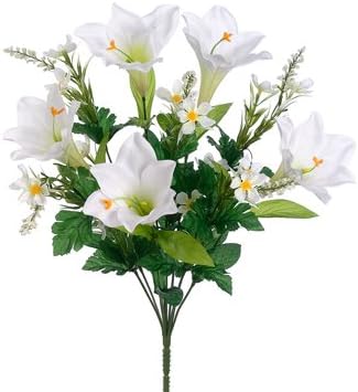 19.5" Easter Lily/Daisy Bush x10 White (Pack of 12)