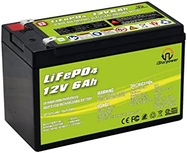 ISTARPOWER LiFePO4 Battery 12V 6Ah Lithium Battery, 4000+ Deep Cycles with BMS Protection, Great for RV, Fish Finder, Outdoor Camping, Marine etc.