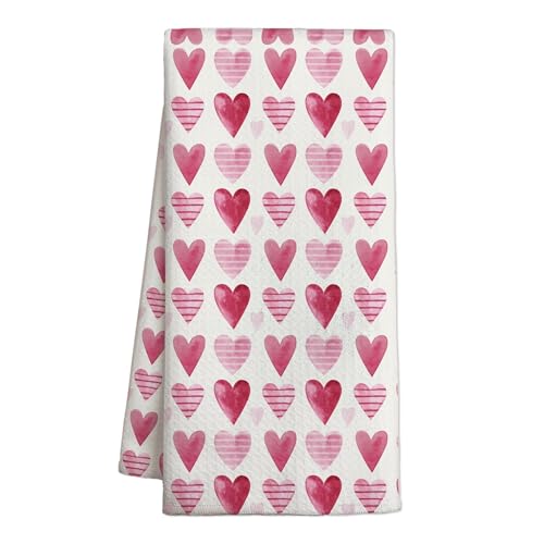BSIKAIK Pink Heart Valentines Day Kitchen Towels...