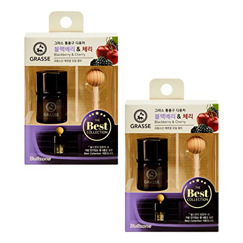 Bullsone Grasse Diffuser, Natural Car Air Fresheners, Luxury Car Perfume, Vent Clip Type (2 Pack) (Blackberry and Cherry)