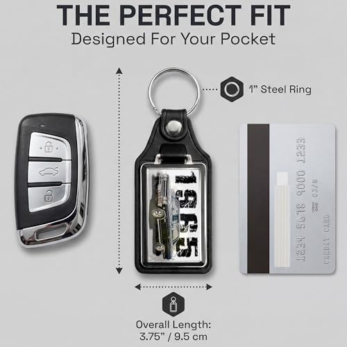 Image of Brotherhood 1965 Compatible with Chevelle SS Black Design Key Chain Key Holder Key Ring For Men Heavy Duty Car Key Ring For Men and Women