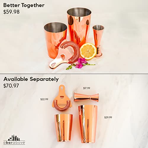A Bar Above Copper Cocktail Shaker Set – 4-Piece Copper Bar Set For Business Or Home Bar – Includes Hawthorne Strainer & Japanese Jigger – Professional Bar Accessories For The Home Bar Set #TOP3