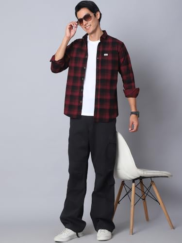 Image of Majestic Man Comfort Cotton Slim Fit Checked Casual Shirt for Men