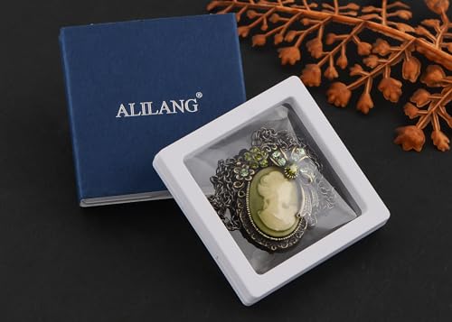 Image of Alilang Vintage Inspired Crystal Rhinestones Victorian Lady Cameo Pendant Necklace Maiden Flower Ribbon Bow Brooch Pin