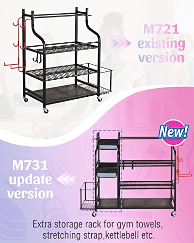 Mythinglogic Weight Rack For Dumbbells, Home Gym Storage For Yoga Mat Dumbbells Kettlebells And Strength Training Equipment, Dumbbell Rack With Wheels And Hanging Hooks #TOP5
