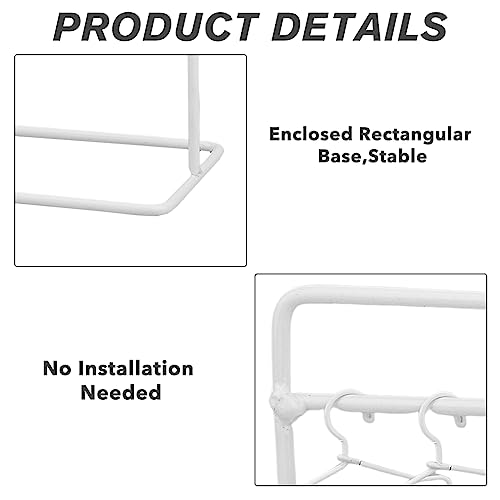 SUPERFINDINGS Puppen Kleiderbügel Set Aus Eisen 150x70x120mm Weiß Mini Kleiderständer Aus Metall Mit 10 winzigen Puppenkleider Outfit Kleiderbügeln Mit Einzelstange
