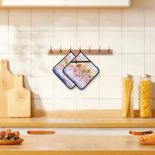 Bamowey BAM-GRD-123 Abstract Florl Pot Holders Set Of 2, Kitchen Heat Resistant Potholder thumb #5