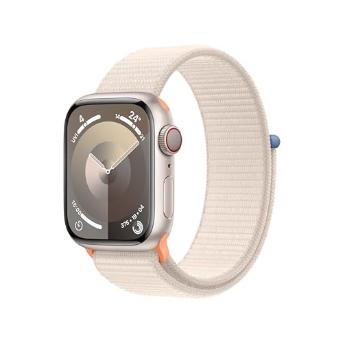 Image of Apple Watch Series 9 [GPS + Cellular 41mm] Smartwatch with Starlight Aluminum Case with Starlight Sport Loop One Size. Fitness Tracker,Blood Oxygen & ECG Apps, Always-On Retina Display,Water Resistant