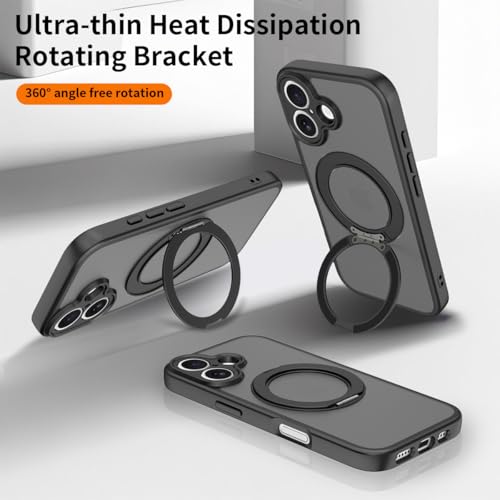 Image of Magnetic Case for iPhone 17 with Magnetic Ring Stand, [Compatible with Magsafe] [Military Grade Drop Protection] Shockproof Phone Cover for iPhone 17 Full Camera Protection 6.3 inch Black