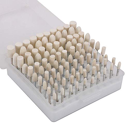 TopHomer 100PCS Compressed Wool Polishing Wheels Wool Felt Grinding Bits Accessories Grinder Head Rotary Tool Buffing Tips Cylinder Shape Sanding Diameter 4mm 5mm 6mm 8mm 10mm