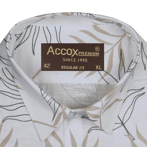 Image of ACCOX Men's Breathable Cotton Linen Half Sleeves Printed Regular Fit Formal Shirt (GCR554)