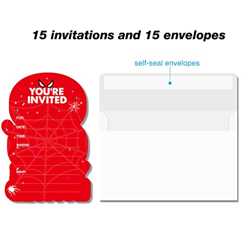 Superhero 8Th Birthday Party Invitations With Envelopes 8 Year Old Birthday Eight Shaped Invites Card Boy Party Favors Decorations Supply, 20 Count #TOP2
