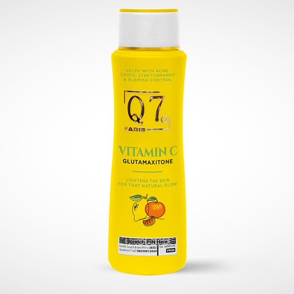 Q7Paris Vitamin C Glutamaxitone Skin Lightening Lotion | The Ultimate Solution for Acne, Hyperpigmentation, and Blemish Control | Suitable for All Skin Types - 300ml